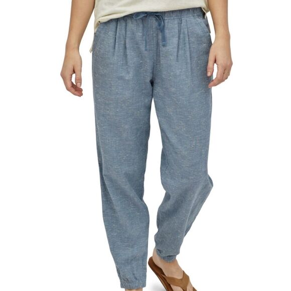 Patagonia Island Hemp Beach Blue Joggers Drawstring Lounge Baggy Pants Size S - Picture 1 of 15